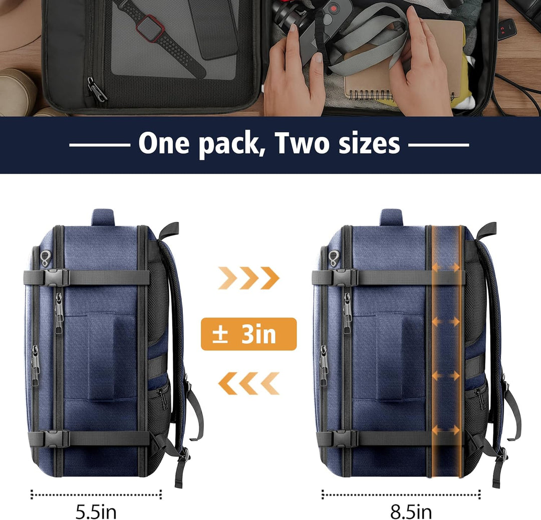HULVION Mochila de viaje, mochila de mano expandible resistente al...
