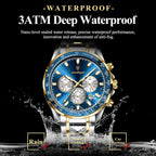 Poedagar Relojes de moda para hombre de lujo, impermeables, luminosos, con fecha y cronógrafo, de acero inoxidable, deportivos, de cuarzo, para hombre