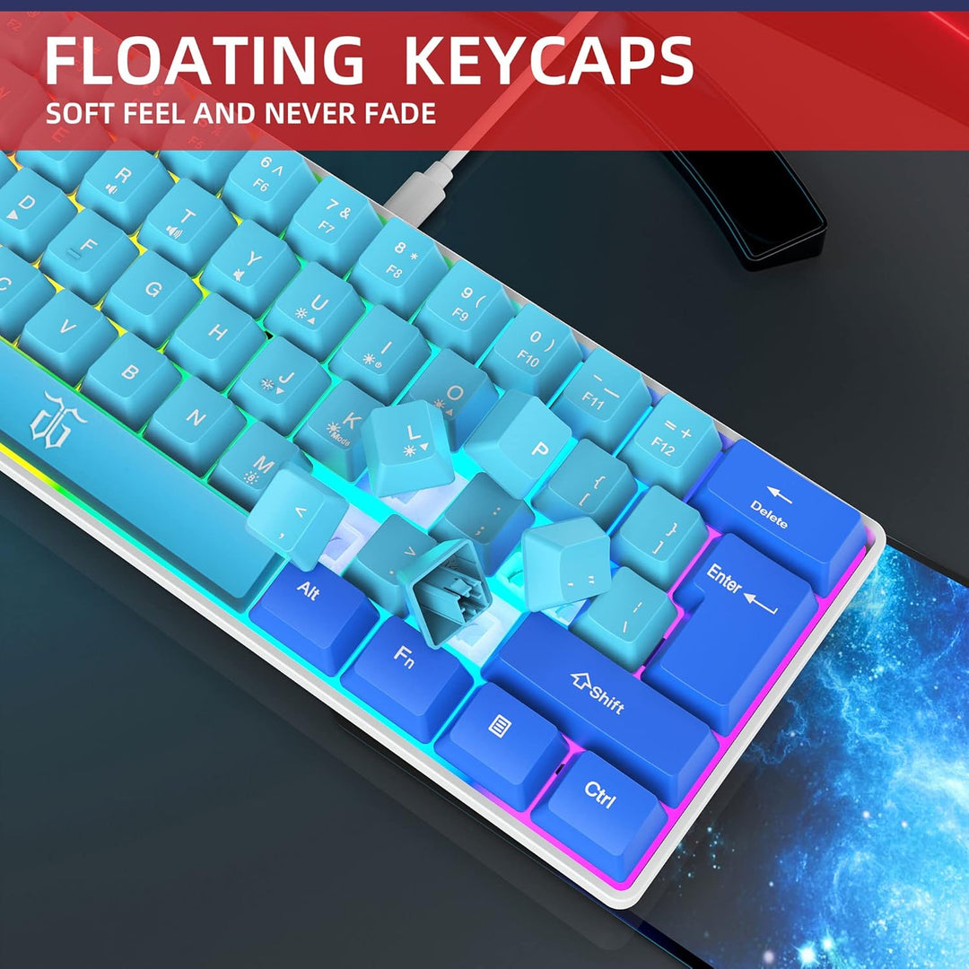 Snpurdiri - Teclado para videojuegos 60% con cable, mini teclado ul...