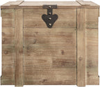 Household Essentials Tronco decorativo antiguo, grande, panel de abeto chino y MDF, parte trasera lisa y acento de bisagra de metal, parte superior plana y tapa abierta