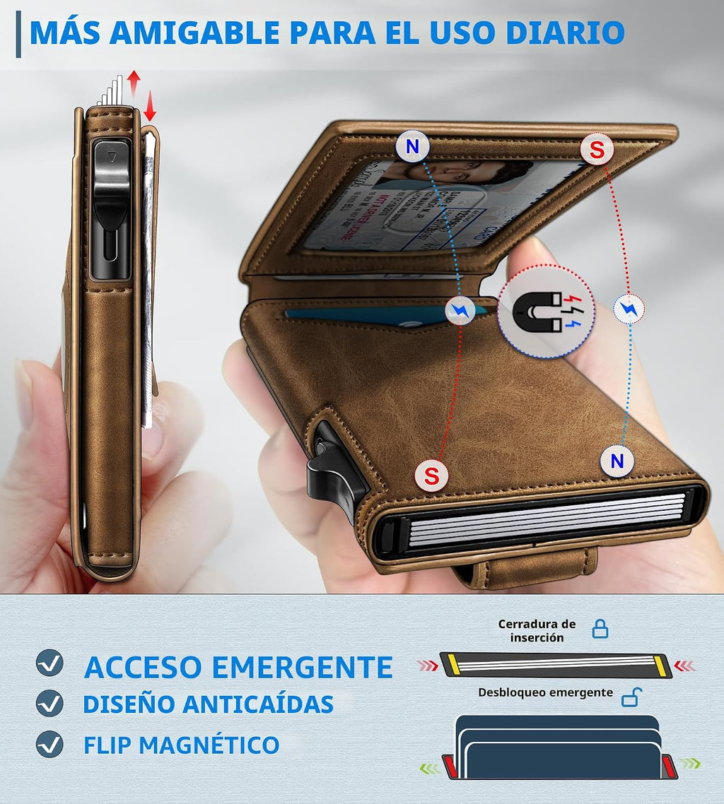 Airtag - Cartera para hombre con clip para dinero, 9 tarjetas, con
