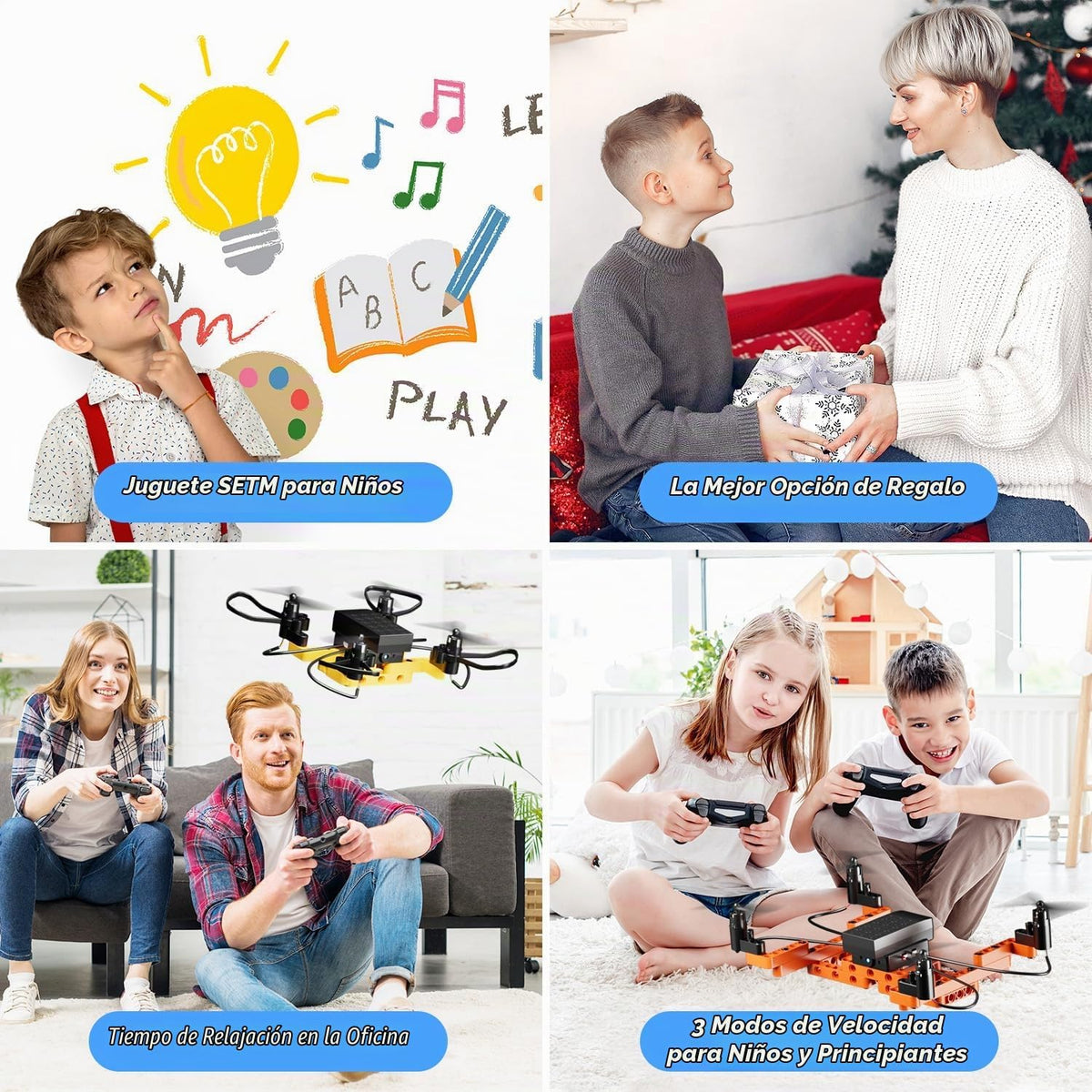 Mini Drone para niños y principiantes, Kits de construcción de drones 5-EN-1 DIY creativos para que los niños construyan sus propios drones, 5 diseños diferentes, con altitud estática
