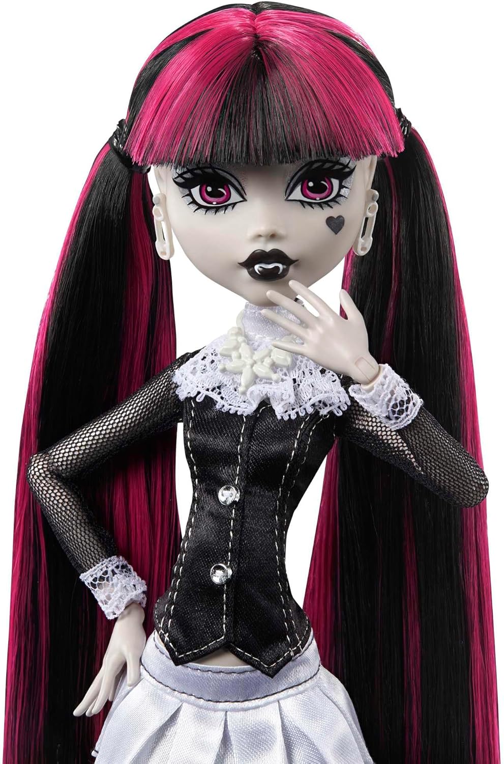 Monster High Reel Drama Muñeca, Draculaura en blanco y negro, repro...