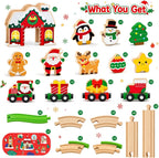 Juego de tren de madera de Navidad para niños, juguetes con manual de instrucciones (idioma español no garantizado), juguetes educativos STEM, regalos de Navidad