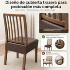 Fundas impermeables para asientos de sillas de comedor, Pack de 4 color café, grande