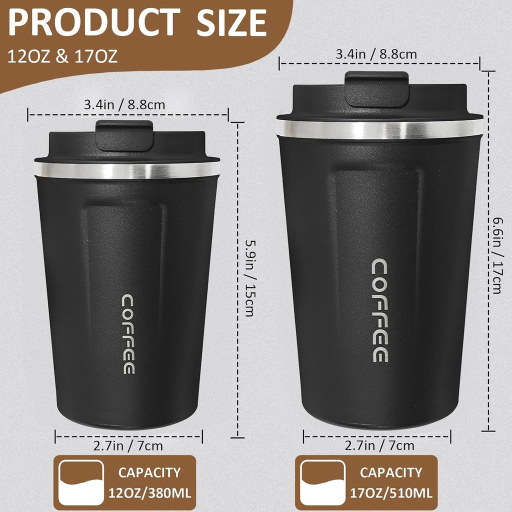 Paquete de 4 tazas de café de viaje de 17 onzas aisladas con tapa, taza de café térmica reutilizable de acero inoxidable para mantener bebidas calientes y frías para automóvil, diario, viajes y regalos, multicolor
