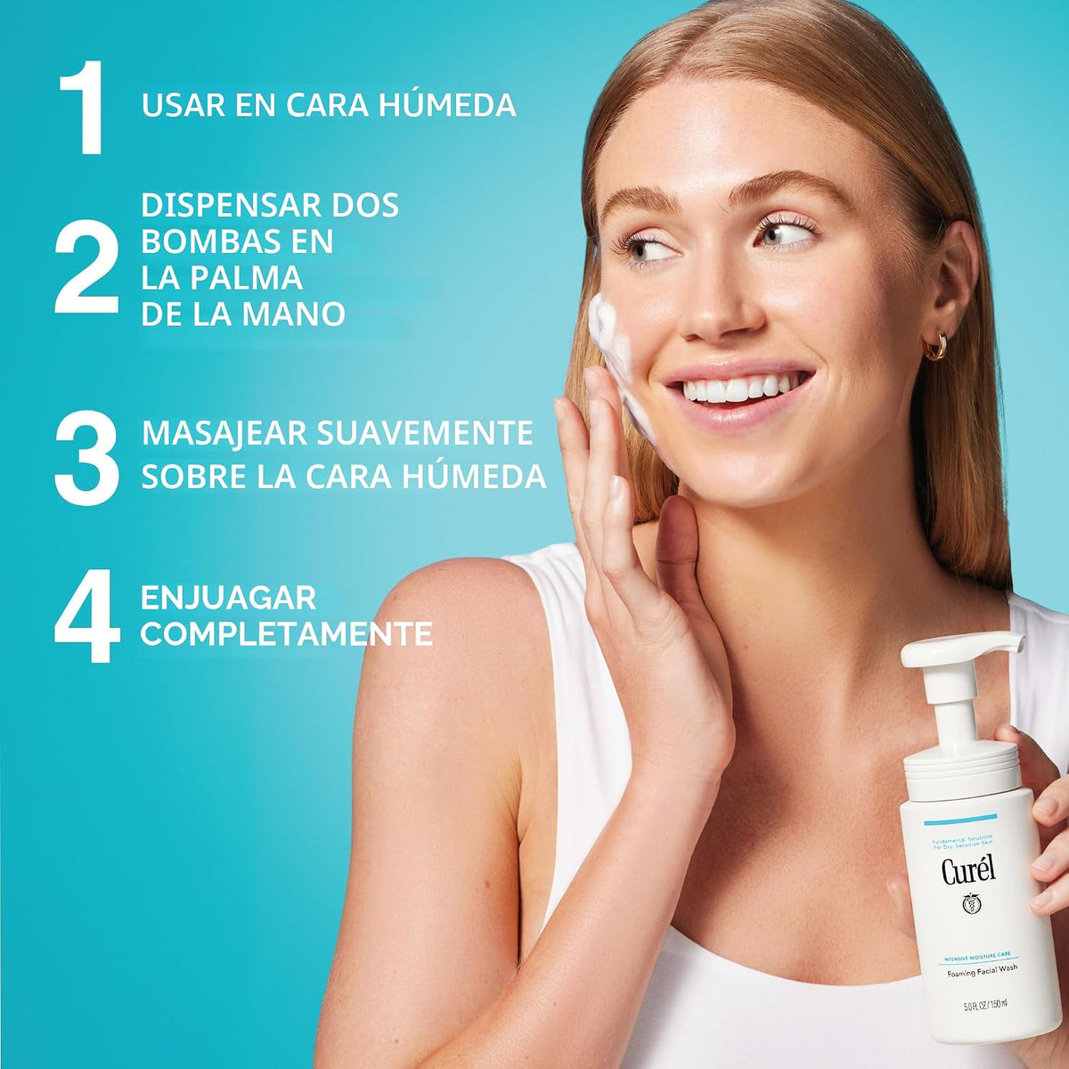 Curel Jabón facial diario japonés para el cuidado de la piel espumo...