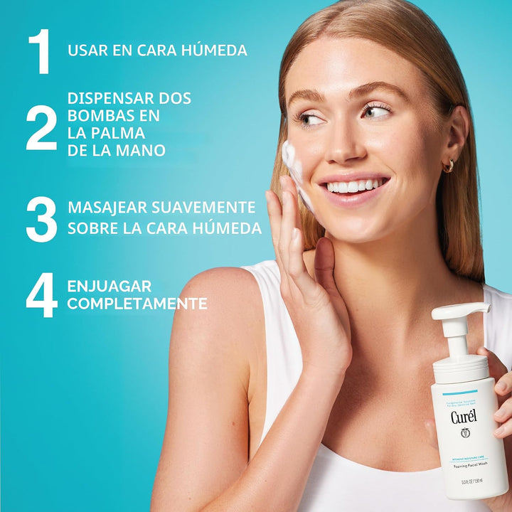 Curel Jabón facial diario japonés para el cuidado de la piel espumo...