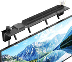 Soporte para barra de sonido, estante superior de TV de acero sin perforaciones con cajas de almacenamiento, soporte de barra de sonido de hasta 15 libras, soporte universal para barra de sonido para