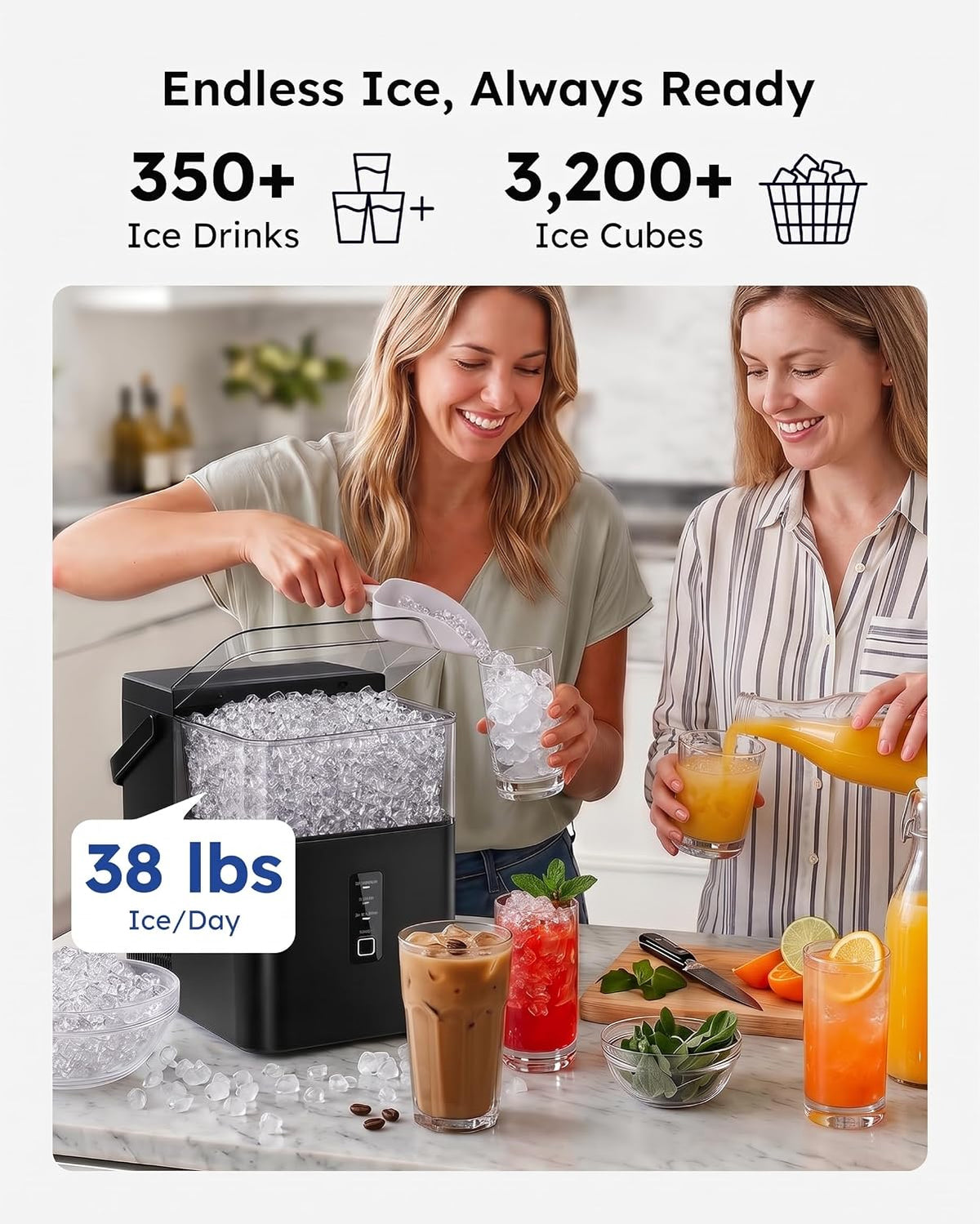Encimera del fabricante de hielo de pepitas 38 lbs/hielo