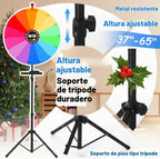 Rueda giratoria de premio de 24 pulgadas, rueda giratoria ajustable de 37 a 65 pulgadas de altura, rueda giratoria de premios con soporte, rueda de fortuna, rueda giratoria para premios, 14