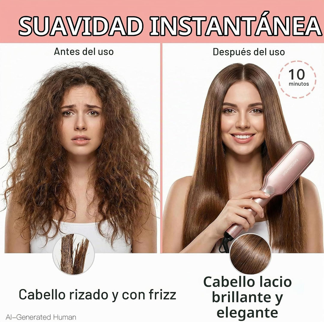 MEGAWISE Cepillo alisador de pelo, cepillo de pelo calentado iónico...