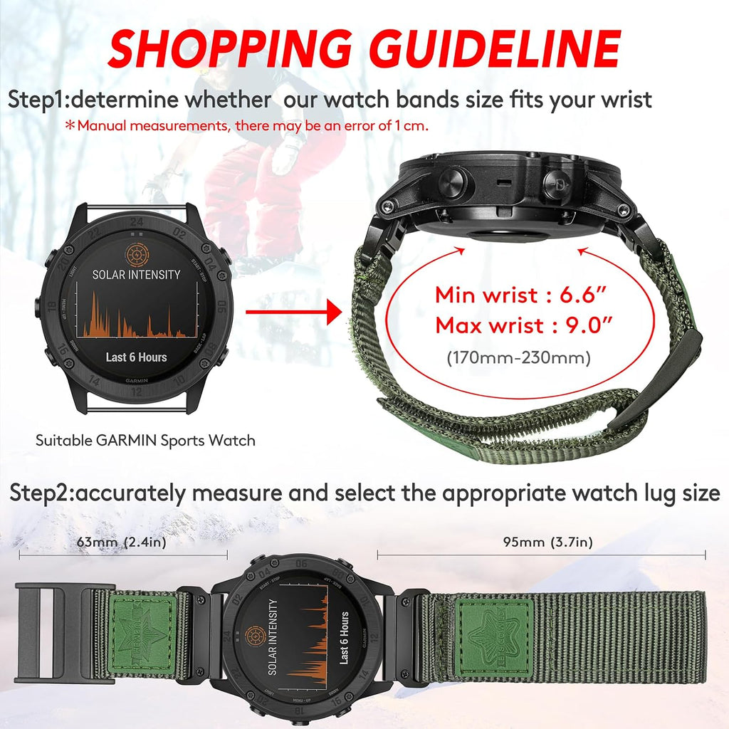 Correa de reloj QuickFit de nailon para Garmin Fenix, Epix, Instinct