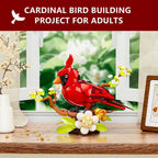 Juego de bloques de construcción de flores de pájaro cardenal del norte para adultos