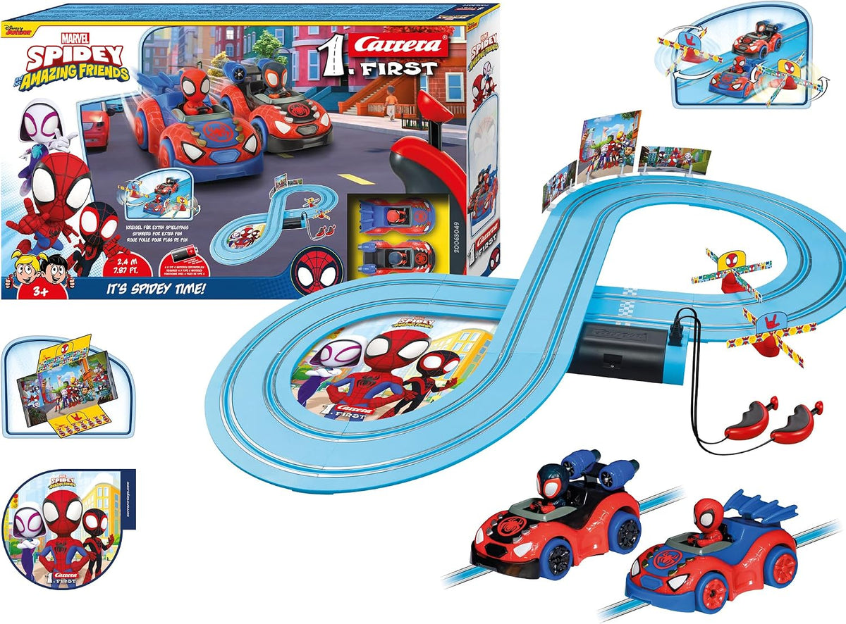 Carrera First Spidey and Friends - Juego de pista de carreras de coches de tragamonedas de juguete (mayores de 3 años)