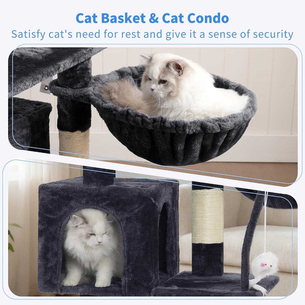 Heybly Árbol para gatos con juguete, torre de gato de 43.3 pulgadas para