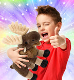 DolliBu Animal de peluche de alce de pie, juguete de peluche suave para abrazar, adorable regalo de abrazo, muñeca de alce súper suave para niños y adultos, 8 pulgadas