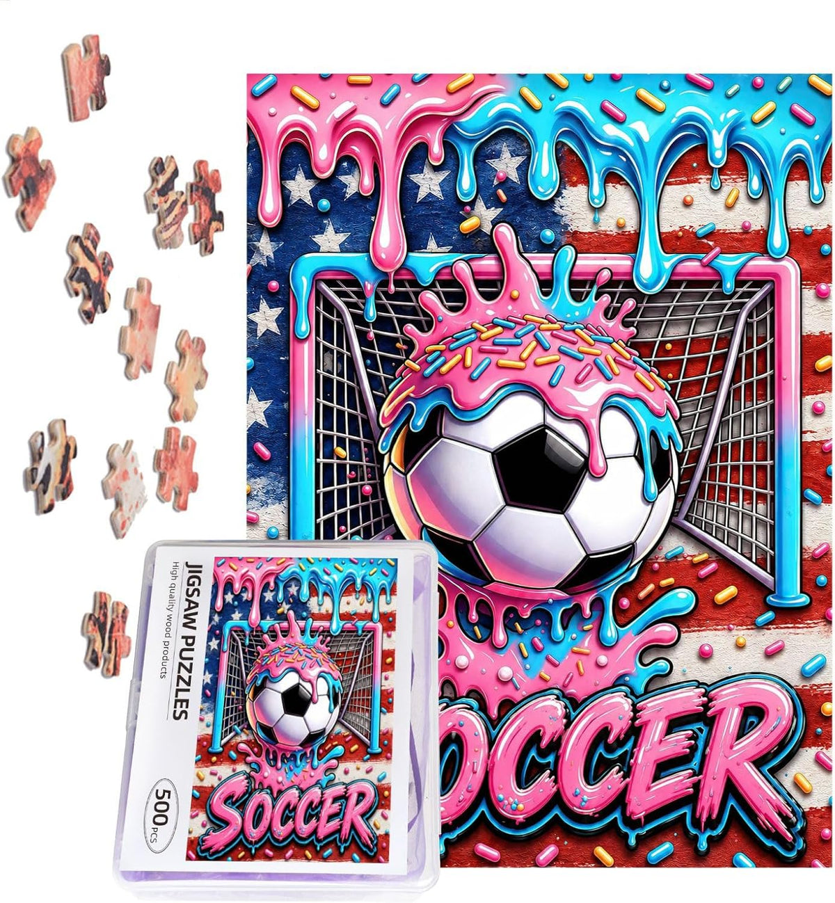 Rompecabezas de 500 piezas para adultos con helado de fútbol
