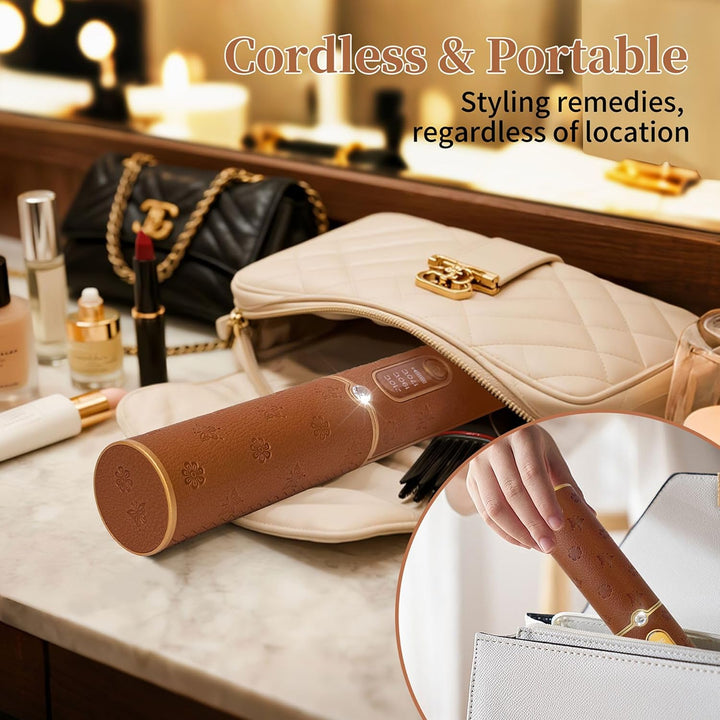 HUAJUN Cordless Mini Travel Titanium Hair Straightener Curler Flat...