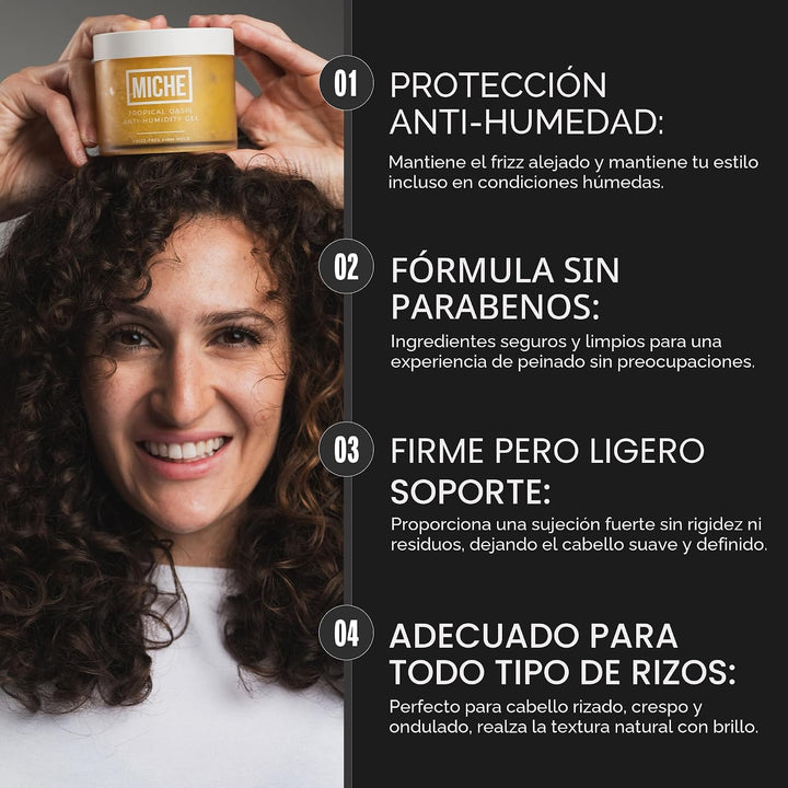 MICHE Gel para el cabello antihumedad sin encrespamiento de fijació...