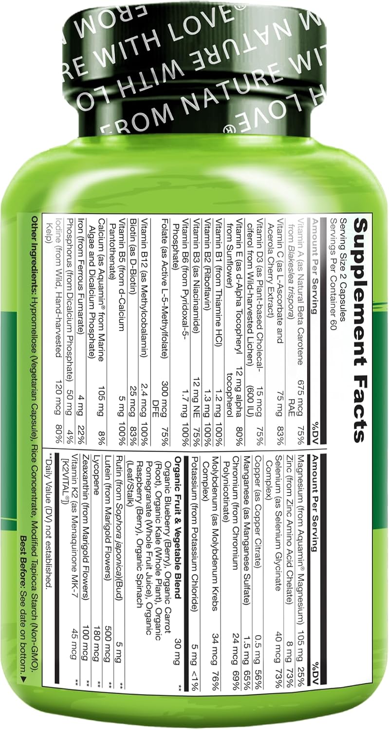 NATURELO Multivitaminas para Adolescentes Niñas/Niños, 120 Cápsula...