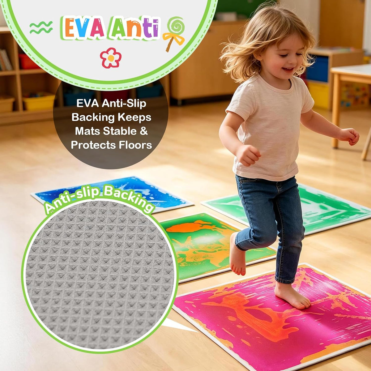 6 Pack Large Sensory Tiles para Kids 20"*20" Liquid Sensory Mats