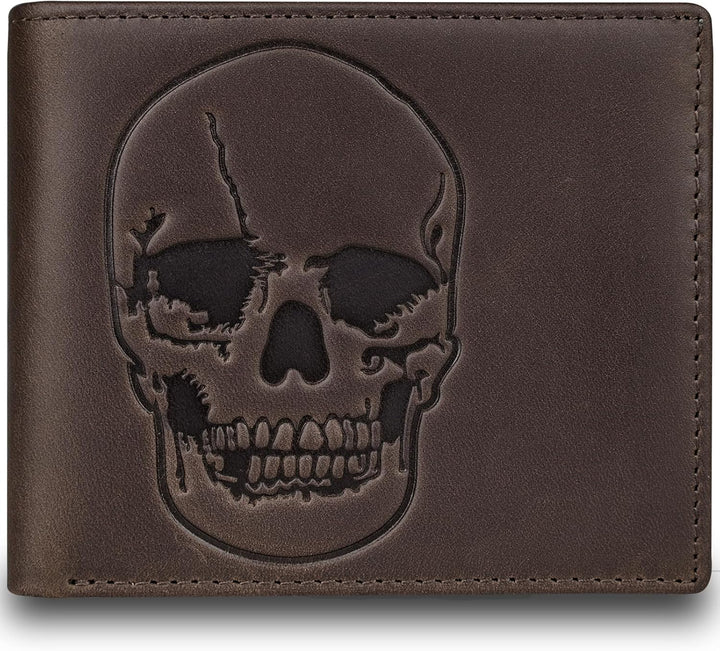 DK86 Billetera plegable de piel auténtica para hombre, bloqueo RFID...