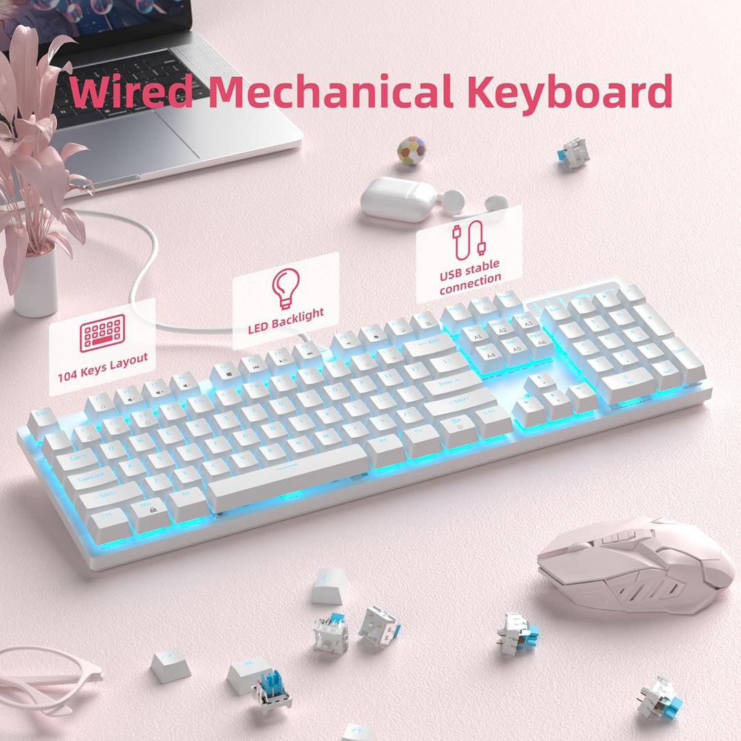 MageGee Teclado Mecánico para Juegos, Teclado USB con Cable con Ret...