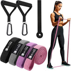 Bandas de resistencia con asas, bandas de resistencia largas de tela, juego de 10 bandas largas de entrenamiento con anclaje de puerta, asas, bandas de ejercicio para entrenamiento