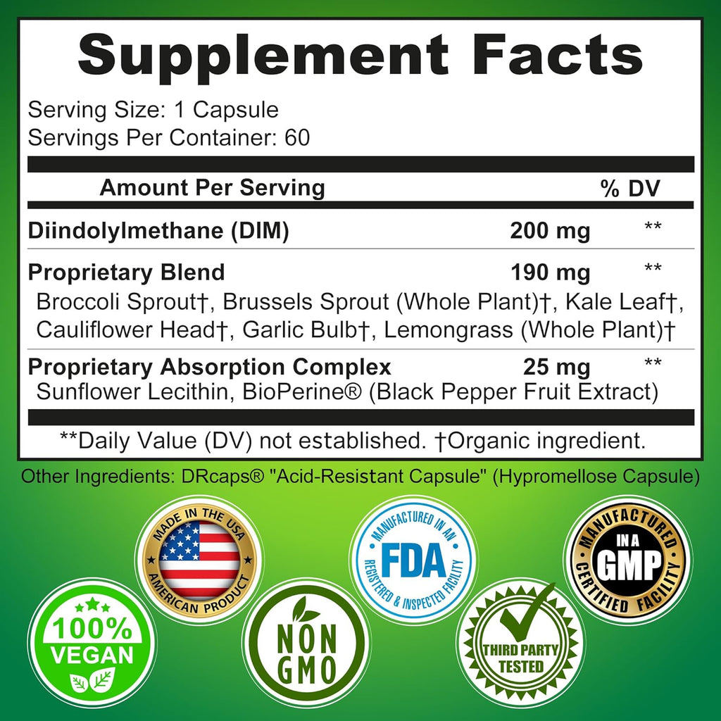 Complejo DIM óptimo (diindolilmetano) para equilibrio hormonal
