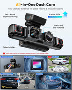 Cámara para tablero 4K de 5 canales con telefoto para detalles con zoom, vista 360°, N800