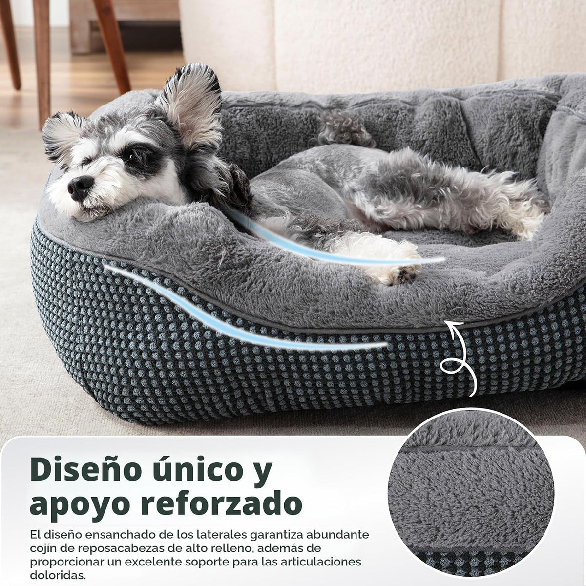 Cama para perros pequeños para perros pequeños, camas para gatos de interior, lavable, cama ortopédica para perros, cama cálida suave y calmante para cachorros, cama duradera para mascotas con parte inferior antideslizante S (20 x 19 x 6 pulgadas)