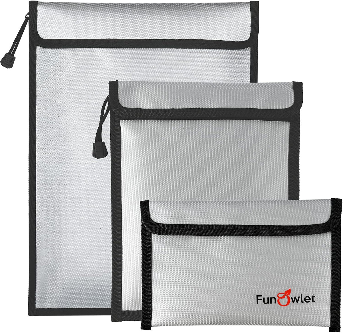Bolsa impermeable ignífuga para documentos de dinero, 3 unidades