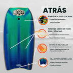 MOREY® Tabla Boogie. Mach 12 MDS, bodyboard de 42.5 pulgadas. Tablas de cuerpo de velocidad dinámica para playa, para todos los niveles de habilidad, cuerda de fibra de vidrio integrada, con correa de