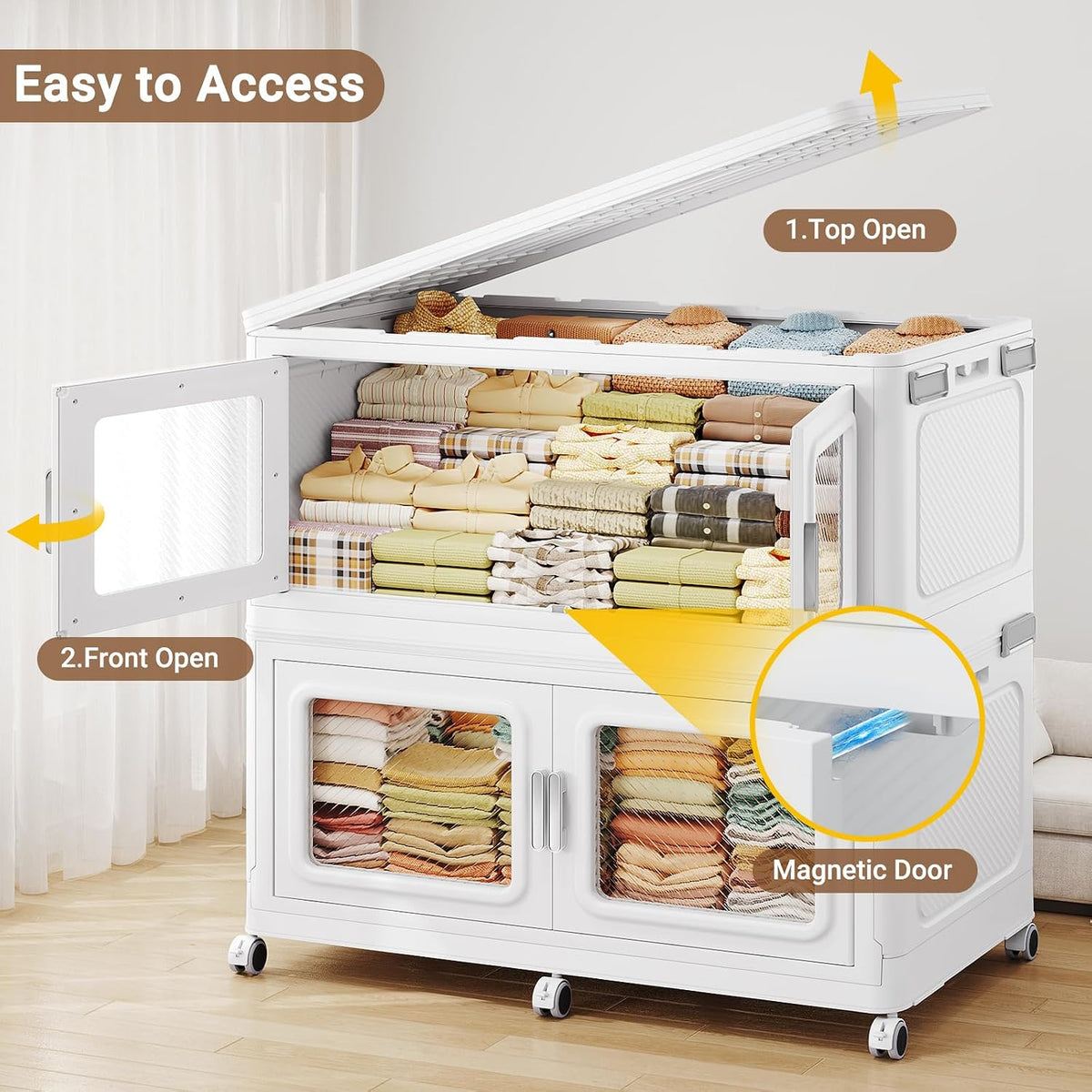 BROVIEW Contenedor de almacenamiento apilable extragrande de 600 cuartos de