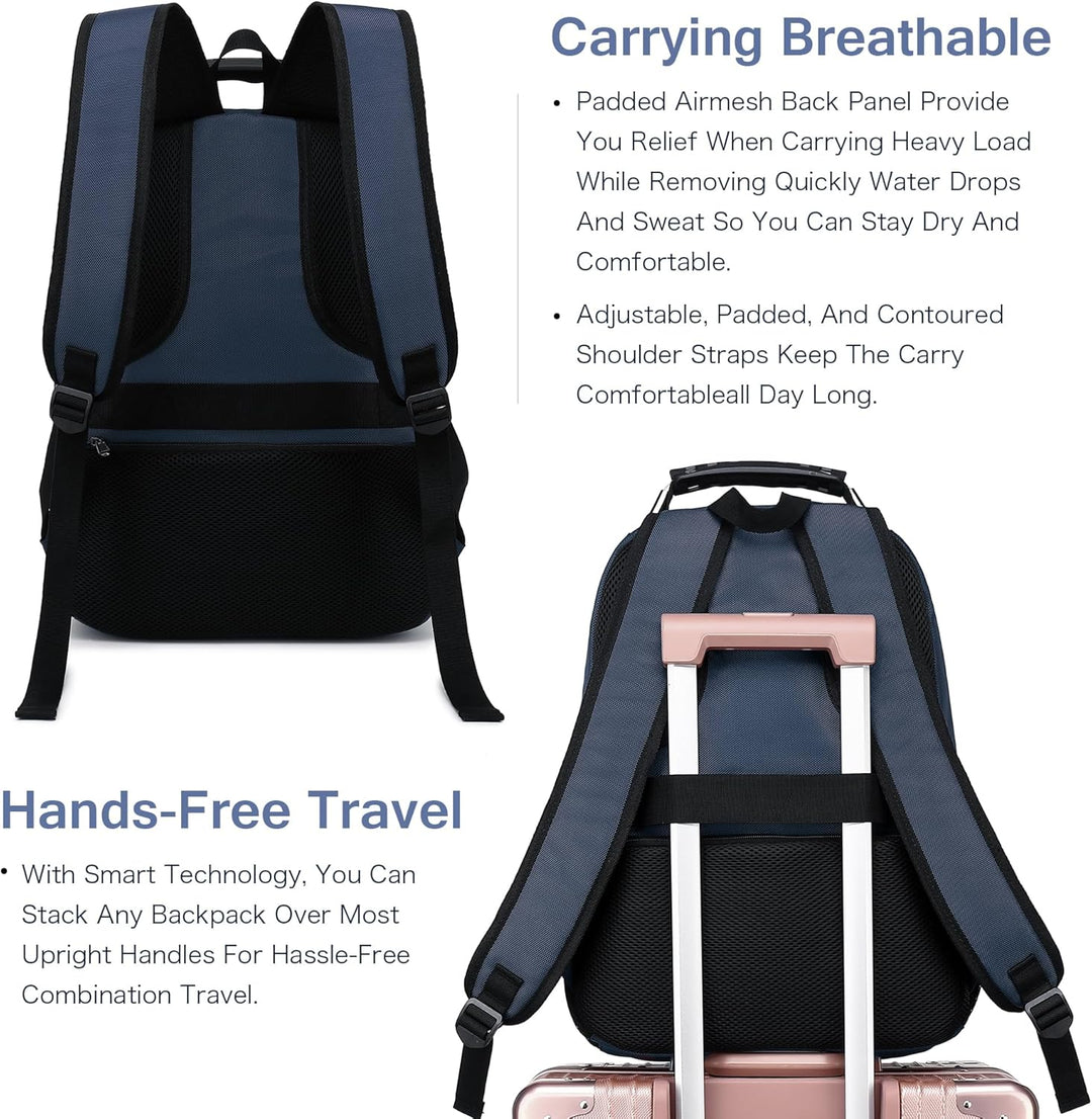 Mochila para laptop Boavan para hombre (Negro, 15.6), Azul marino c...