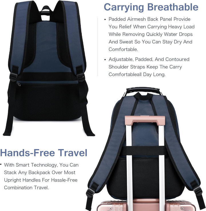 Mochila para laptop Boavan para hombre (Negro, 15.6), Azul marino c...