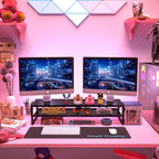 Simple Trending - Soporte elevador para monitor doble con alfombrilla para