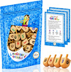 100 Dreidels Hanukkah Draydel de madera natural con transliteración en inglés y 10 tarjetas de instrucciones (idioma español no garantizado)