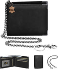 Cartera de cadena de cuero de grano completo: billetera bible para hombre