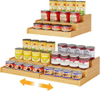 Organizador Expandible de Latas de Bambú para Despensa, Soporte de Almacenamiento de Latas de 3 Estantes Ajustables, Organizador de Refrescos que Sostiene hasta 24 Latas, Exhibidor de Alimentos en Latas para Despensa, Gabinete, Encimac (patente pendiente)