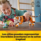 LEGO Creator 31129 - Juego de construcción de tigre majestuoso 3 en 1, se transforma de tigre a panda o pez koi, figuras de animales, juguete de construcción coleccionable, regalos para niños y niñas