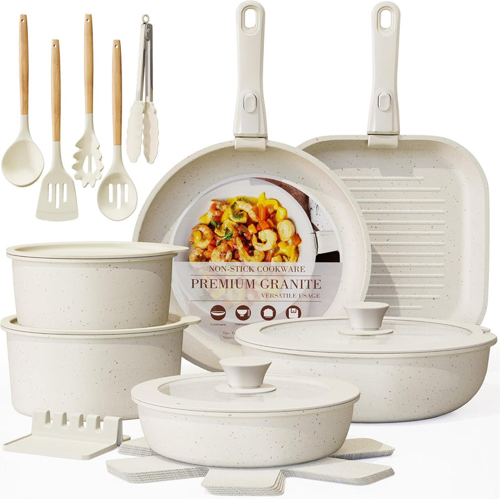 Astercook - Juego de utensilios de cocina de cerámica antiadherente...