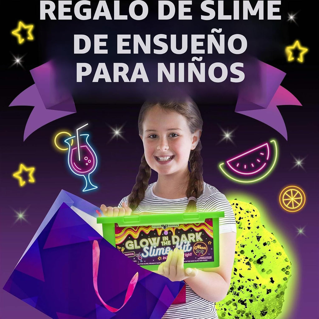 Original Stationery Kit de slime que brilla en la oscuridad, multicolor, a partir de 7 años, kit de fabricación de slime con polvo brillante, cuentas de espuma y purpurina, texturas de neón crujientes y cubos de gelatina para niños