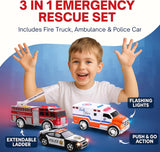 Juego de vehículos de emergencia de juguete para niños con