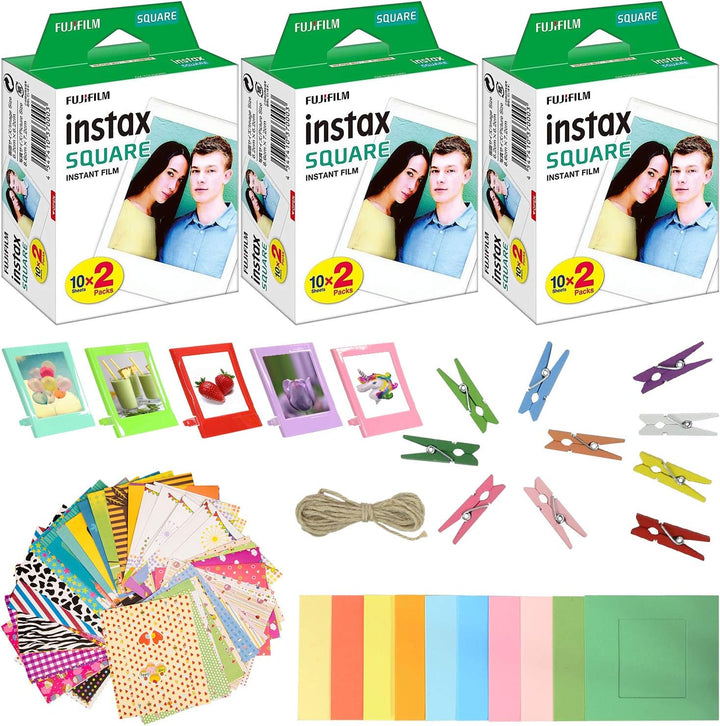 Fujifilm Película instantánea Instax Square (paquete de 3, 60 hojas...