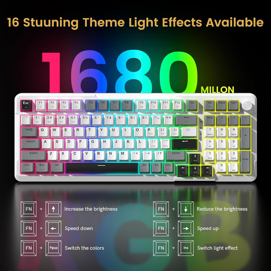 Redragon K742 Teclado mecánico inalámbrico para juegos con perilla,...