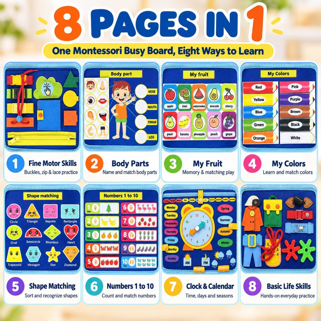 URBAN TOYS Montessori - Tablero de actividades, libro ocupado