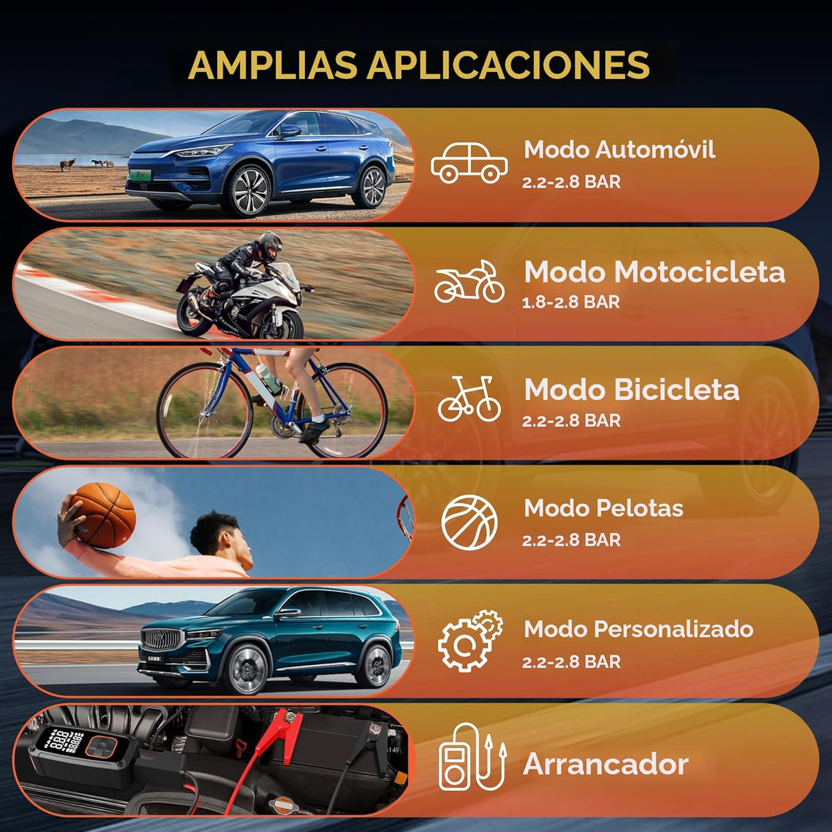 Inflador de Neumáticos Compresor de Aire Portátil - Bomba de Aire E...
