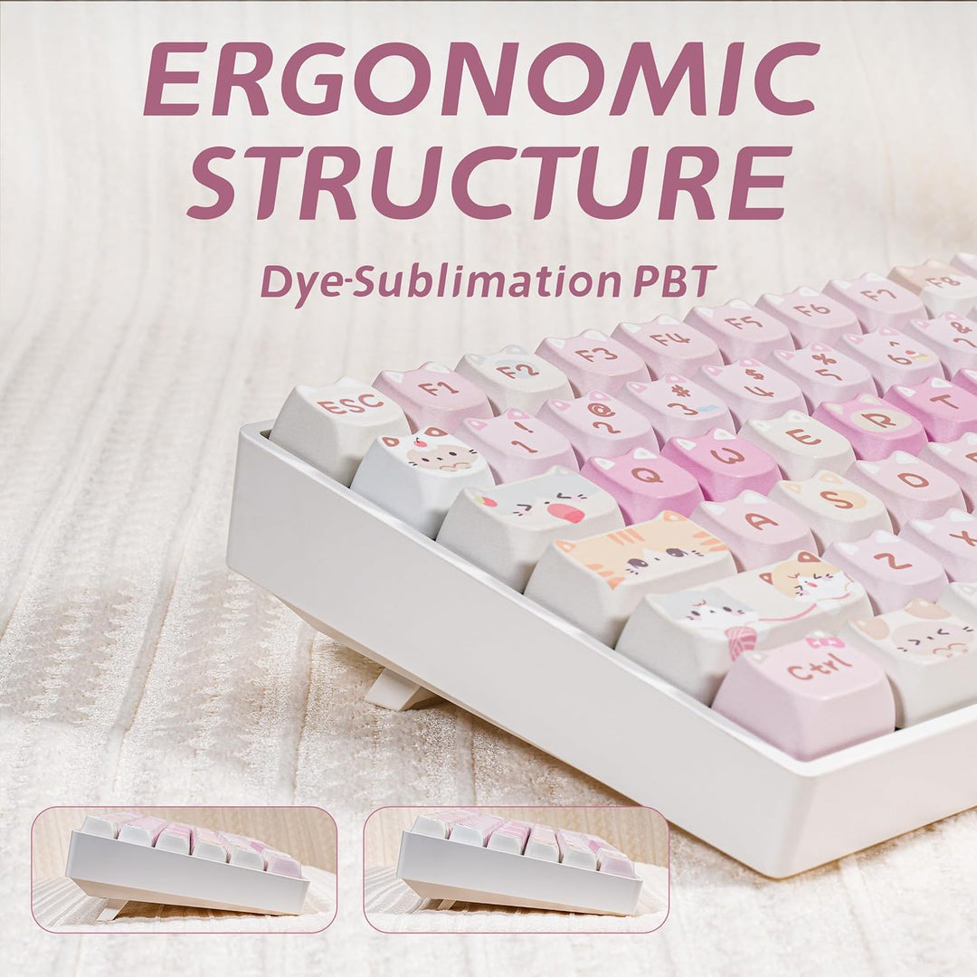 ZORNHER ZH100 Wireless Cat Mechanical Keyboard,98% Pink Cute Creamy...